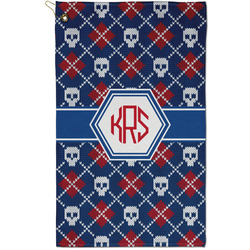 Knitted Argyle & Skulls Golf Towel - Poly-Cotton Blend - Small w/ Monograms