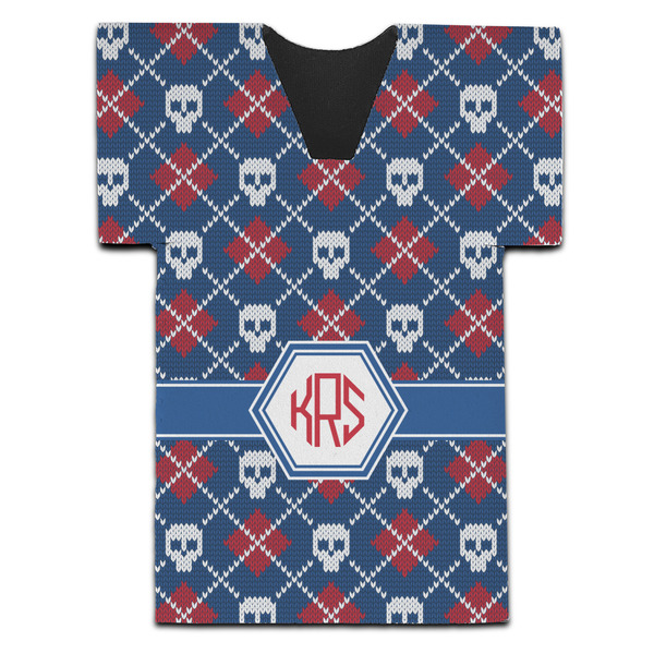 Custom Knitted Argyle & Skulls Jersey Bottle Cooler (Personalized)