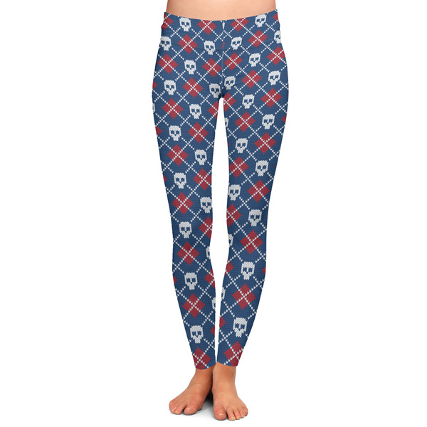 Custom Knitted Argyle & Skulls Ladies Leggings - Large