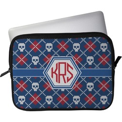 Knitted Argyle & Skulls Laptop Sleeve / Case - 15" (Personalized)