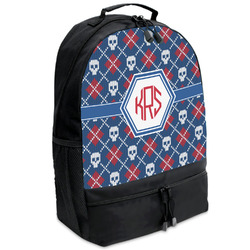 Knitted Argyle & Skulls Backpacks - Black (Personalized)