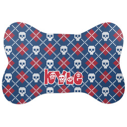 Knitted Argyle & Skulls Bone Shaped Dog Food Mat (Personalized)