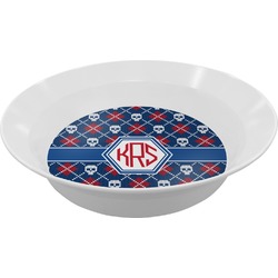 Knitted Argyle & Skulls Melamine Bowl - 12 oz (Personalized)