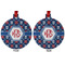 Knitted Argyle & Skulls Metal Ball Ornament - Front and Back