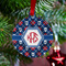 Knitted Argyle & Skulls Metal Ball Ornament - Lifestyle