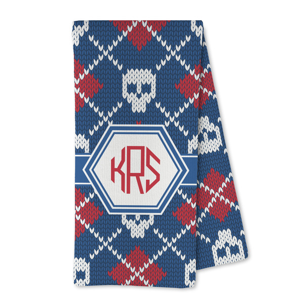 Custom Knitted Argyle & Skulls Kitchen Towel - Microfiber (Personalized)