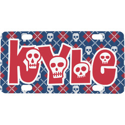 Knitted Argyle & Skulls Mini / Bicycle License Plate (4 Holes) (Personalized)