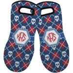 Knitted Argyle & Skulls Neoprene Oven Mitts - Set of 2 w/ Monogram