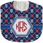 Knitted Argyle & Skulls Velour Baby Bib w/ Monogram