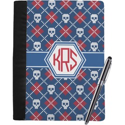 Knitted Argyle & Skulls Notebook Padfolio - Large w/ Monogram