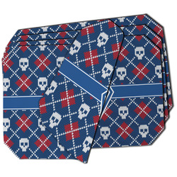 Knitted Argyle & Skulls Dining Table Mat - Octagon - Set of 4 (Double-SIded) w/ Monogram