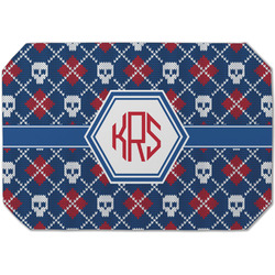 Knitted Argyle & Skulls Dining Table Mat - Octagon (Single-Sided) w/ Monogram