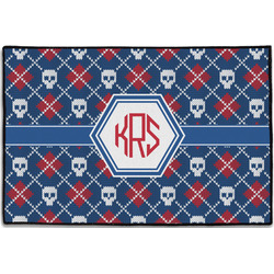 Knitted Argyle & Skulls Door Mat - 36"x24" (Personalized)