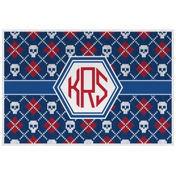 Knitted Argyle & Skulls Laminated Placemat w/ Monogram