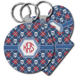 Knitted Argyle & Skulls Plastic Keychain (Personalized)