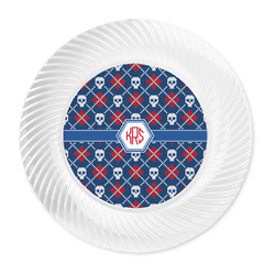 Knitted Argyle & Skulls Plastic Party Dinner Plates - 10" (Personalized)