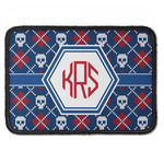 Knitted Argyle & Skulls Iron On Rectangle Patch w/ Monogram