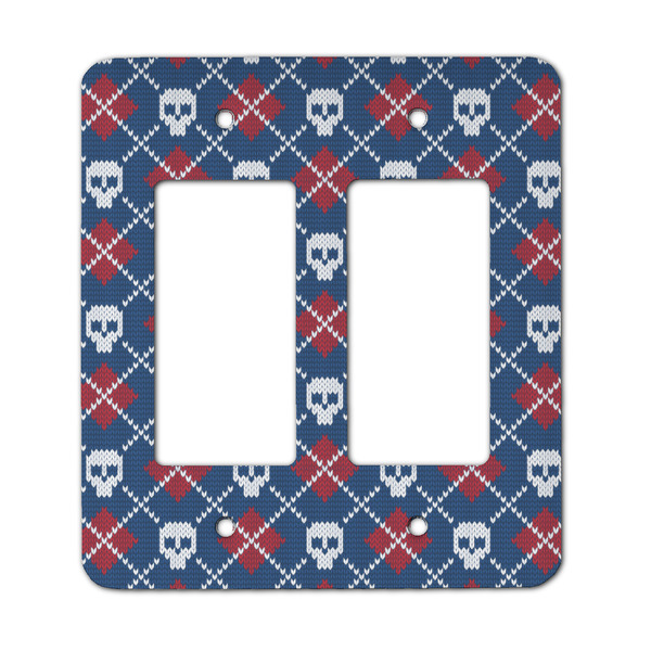 Custom Knitted Argyle & Skulls Rocker Style Light Switch Cover - Two Switch