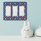 Knitted Argyle & Skulls Rocker Light Switch Covers - Triple - IN CONTEXT