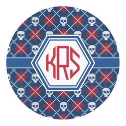 Knitted Argyle & Skulls Round Decal - Large (Personalized)
