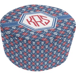 Knitted Argyle & Skulls Round Pouf Ottoman (Personalized)