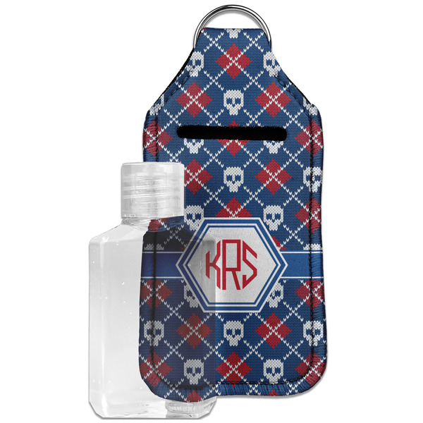 Custom Knitted Argyle & Skulls Hand Sanitizer & Keychain Holder - Large (Personalized)