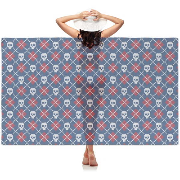 Custom Knitted Argyle & Skulls Sheer Sarong