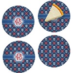 Knitted Argyle & Skulls Set of 4 Glass Appetizer / Dessert Plate 8" (Personalized)