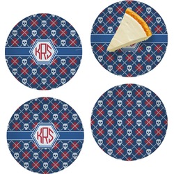 Knitted Argyle & Skulls Set of 4 Glass Appetizer / Dessert Plate 8" (Personalized)