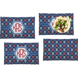 Knitted Argyle & Skulls Set of 4 Glass Rectangular Lunch / Dinner Plate (Personalized)