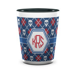 Knitted Argyle & Skulls Ceramic Shot Glass - 1.5 oz - Two Tone - Single (Personalized)