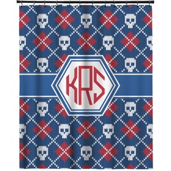 Knitted Argyle & Skulls Extra Long Shower Curtain - 70"x84" (Personalized)