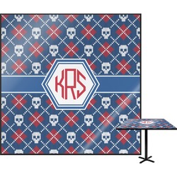 Knitted Argyle & Skulls Square Table Top - 24" (Personalized)