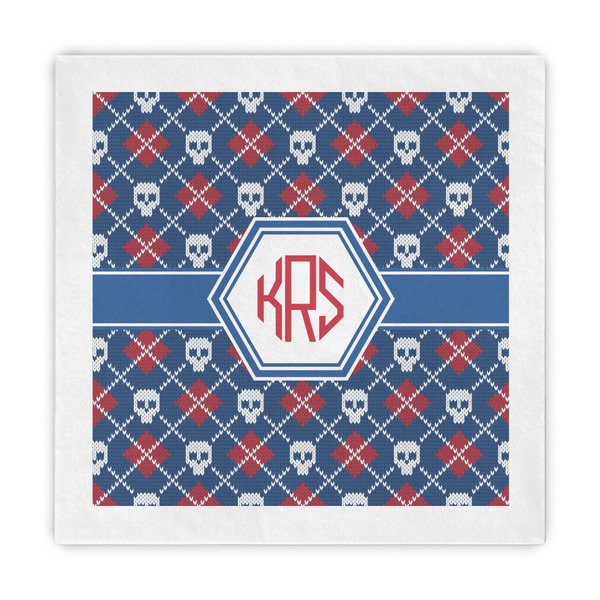 Custom Knitted Argyle & Skulls Decorative Paper Napkins (Personalized)