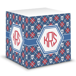 Knitted Argyle & Skulls Sticky Note Cube (Personalized)