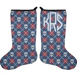 Knitted Argyle & Skulls Holiday Stocking - Double-Sided - Neoprene (Personalized)