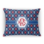 Knitted Argyle & Skulls Rectangular Throw Pillow Case - 12"x18" (Personalized)