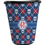 Knitted Argyle & Skulls Waste Basket - Single Sided (Black) (Personalized)