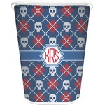 Knitted Argyle & Skulls Waste Basket - Double Sided (White) (Personalized)