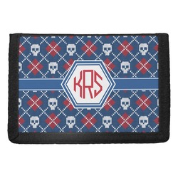 Knitted Argyle & Skulls Trifold Wallet (Personalized)