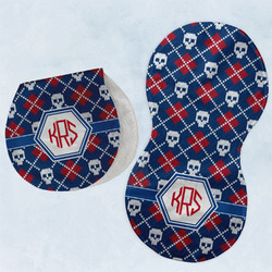 Knitted Argyle & Skulls Burp Pads - Velour - Set of 2 w/ Monogram