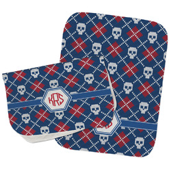 Knitted Argyle & Skulls Burp Cloths - Fleece - Set of 2 w/ Monogram