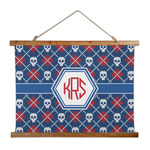 Knitted Argyle & Skulls Wall Hanging Tapestry - Wide (Personalized)