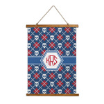 Knitted Argyle & Skulls Wall Hanging Tapestry - Tall (Personalized)