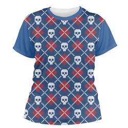 Knitted Argyle & Skulls Women's Crew T-Shirt - Medium