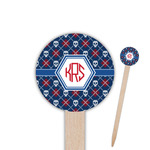 Knitted Argyle & Skulls Round Wooden Food Picks (Personalized)