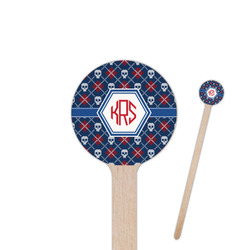 Knitted Argyle & Skulls 6" Round Wooden Stir Sticks - Double Sided (Personalized)
