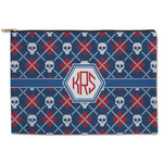 Knitted Argyle & Skulls Zipper Pouch (Personalized)