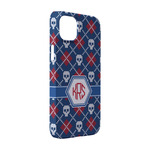 Knitted Argyle & Skulls iPhone Case - Plastic - iPhone 14 Pro (Personalized)