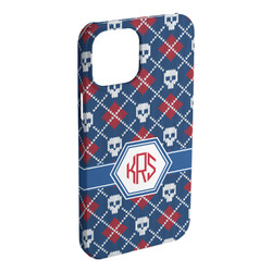 Knitted Argyle & Skulls iPhone Case - Plastic - iPhone 15 Pro Max (Personalized)
